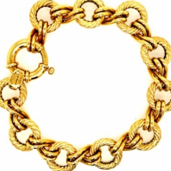 SOLD IN OUR STORE 14K Men's ITALIAN Fancy Solid Gold Double 8 Bracelet - Picture 3 of 3